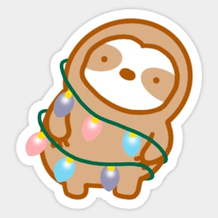 Cute Christmas Lights Sloth Sticker